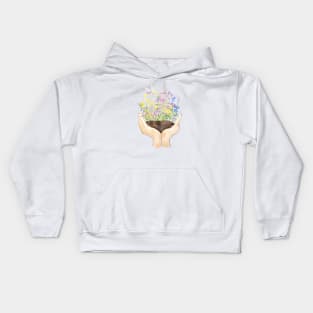 wildflowers on hand Kids Hoodie